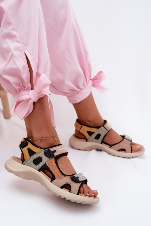 Oranje en zwarte dames sandalen in sportieve stijl Morenia