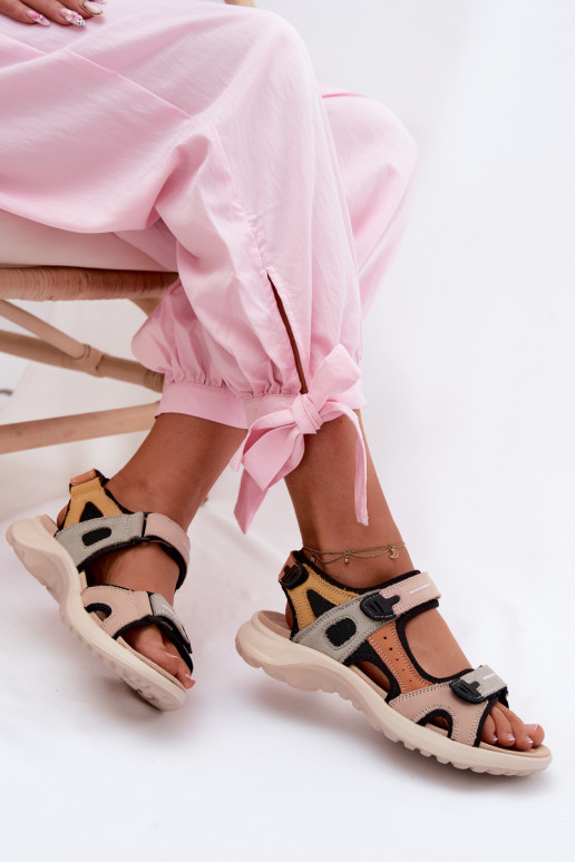 Oranje en zwarte dames sandalen in sportieve stijl Morenia