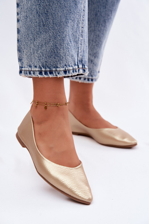 Ballerina's van kunstleer in goudkleur Nelisa