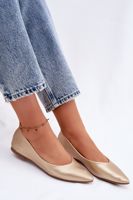 Ballerina's van kunstleer in goudkleur Nelisa