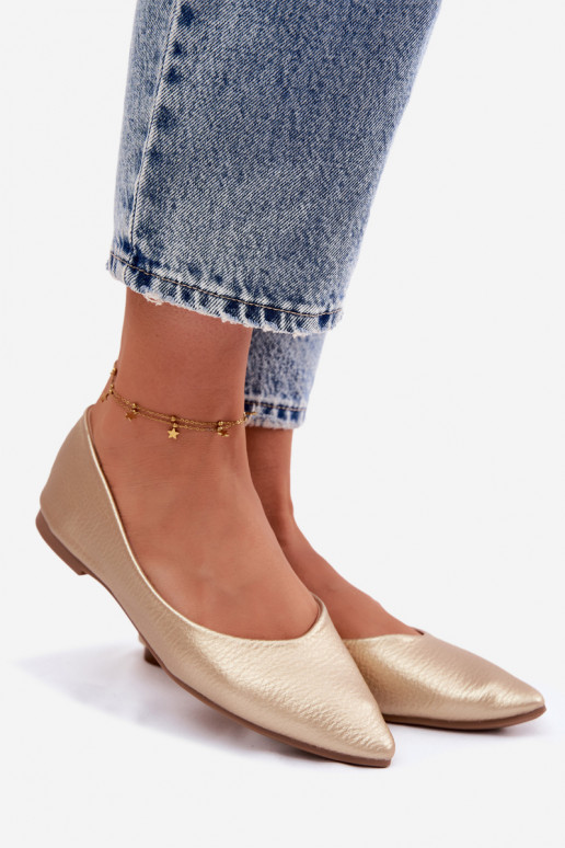 Ballerina's van kunstleer in goudkleur Nelisa