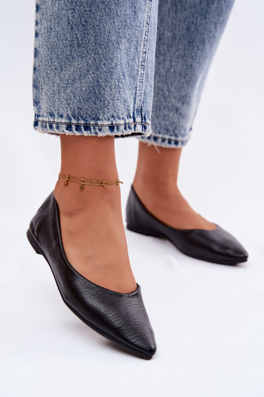 Ballerina's van kunstleer in zwart Nelisa