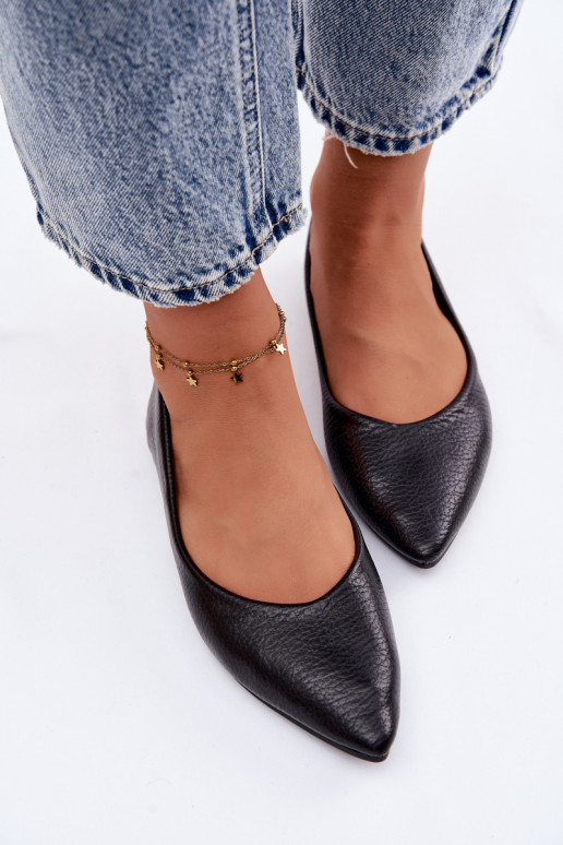 Ballerina's van kunstleer in zwart Nelisa