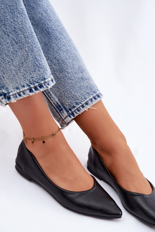 Ballerina's van kunstleer in zwart Nelisa