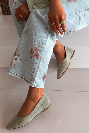 Ballerina's met platte zool van kunstsuède in groen Lelisa