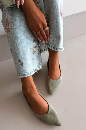 Ballerina's met platte zool van kunstsuède in groen Lelisa 2