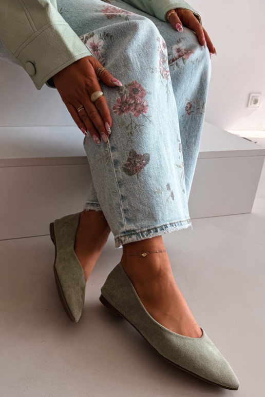 Ballerina's met platte zool van kunstsuède in groen Lelisa