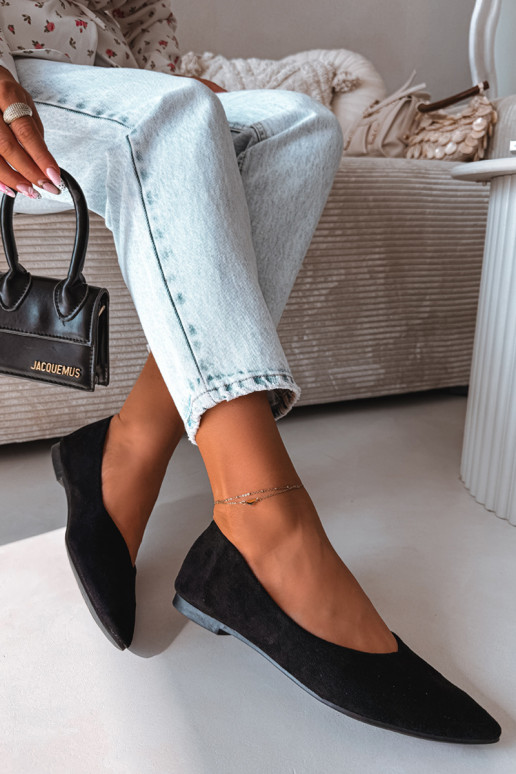 Ballerina's met platte zool van kunstsuède in zwart Lelisa