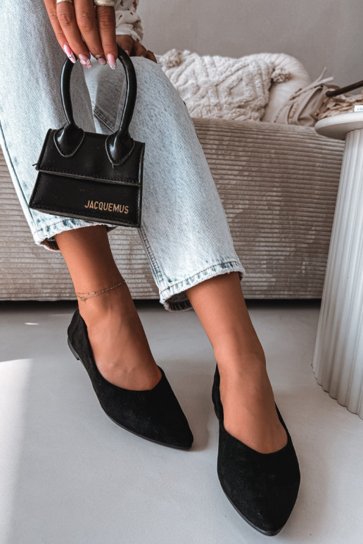 Ballerina's met platte zool van kunstsuède in zwart Lelisa