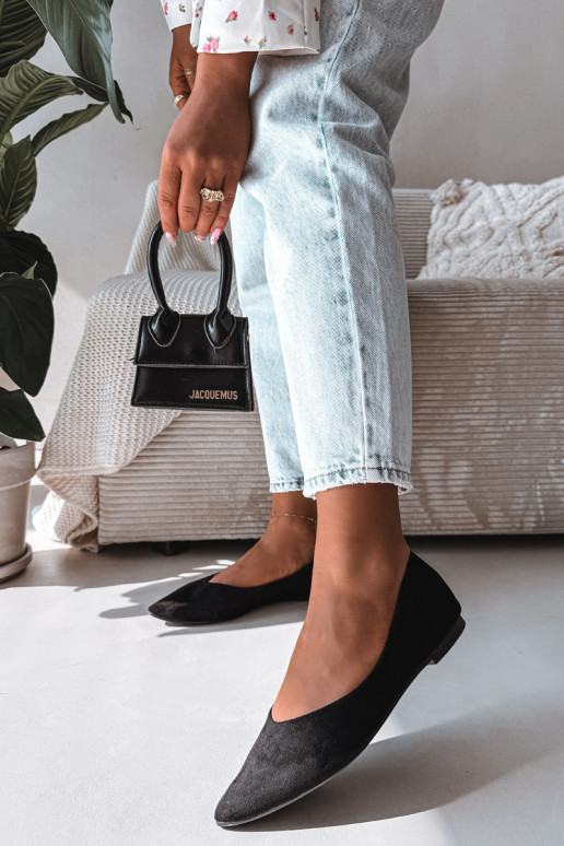 Ballerina's met platte zool van kunstsuède in zwart Lelisa