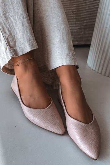 Ballerina's van kunstleer in rozekleur Nelisa