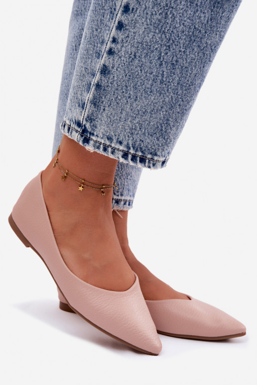 Ballerina's van kunstleer in rozekleur Nelisa