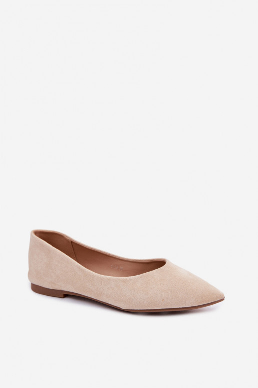 Ballerina's met platte zool van kunstsuède in zandkleur Lelisa