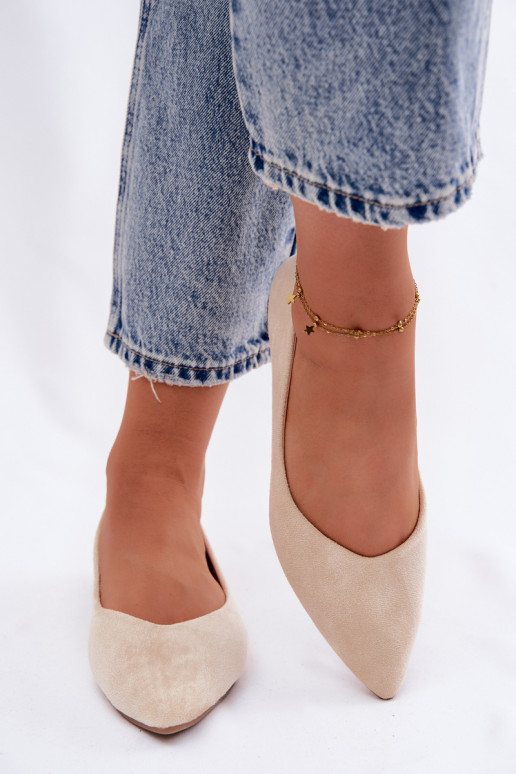 Ballerina's met platte zool van kunstsuède in zandkleur Lelisa