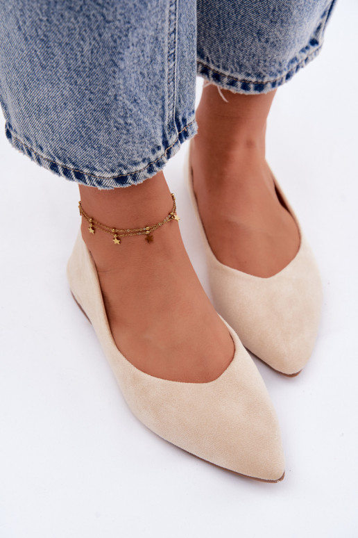 Ballerina's met platte zool van kunstsuède in zandkleur Lelisa