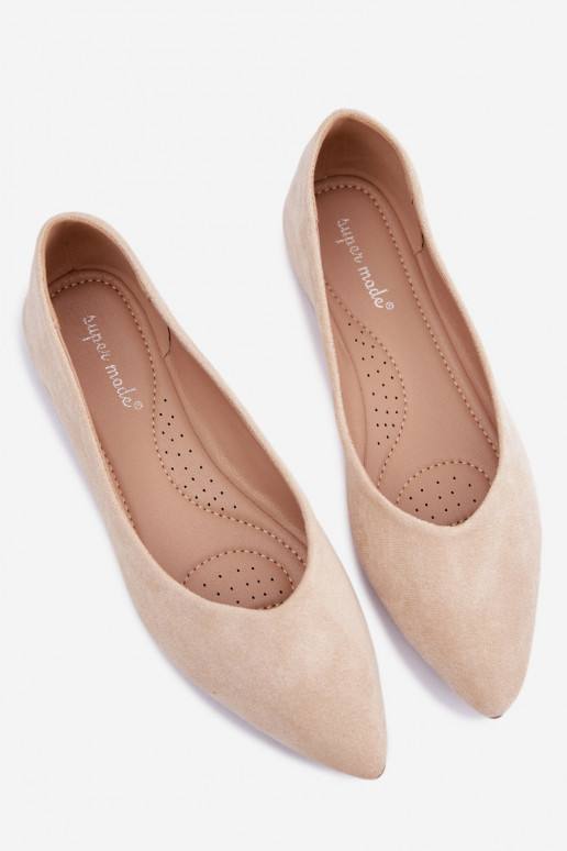 Ballerina's met platte zool van kunstsuède in zandkleur Lelisa