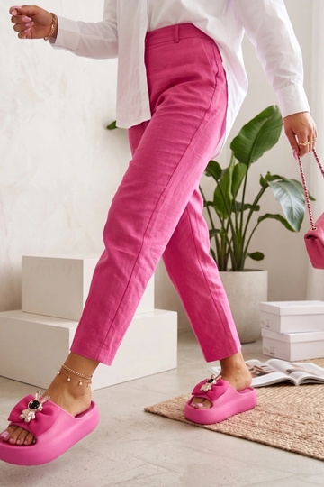 Roze platform slippers met...