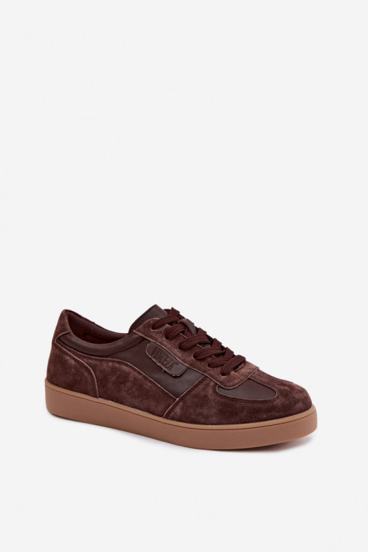 Suède sneakers voor dames Vinceza 7933 in chocoladekleur