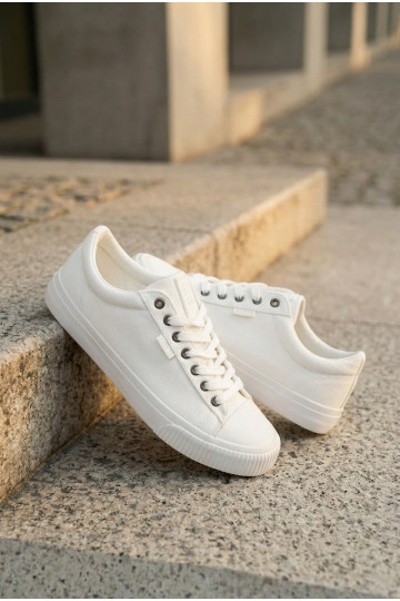 Heren lage vrijetijdsschoenen witte kleur