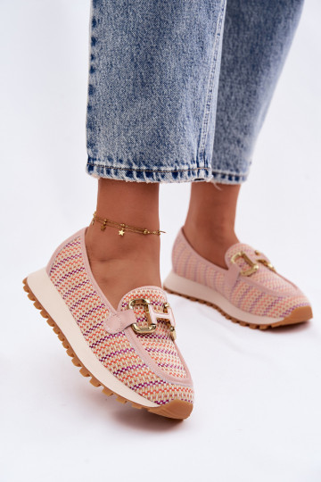 Sneakers model schoenen Aantrekken Ze gouden kleurm Detalem GOE TT2N4081 roze 2