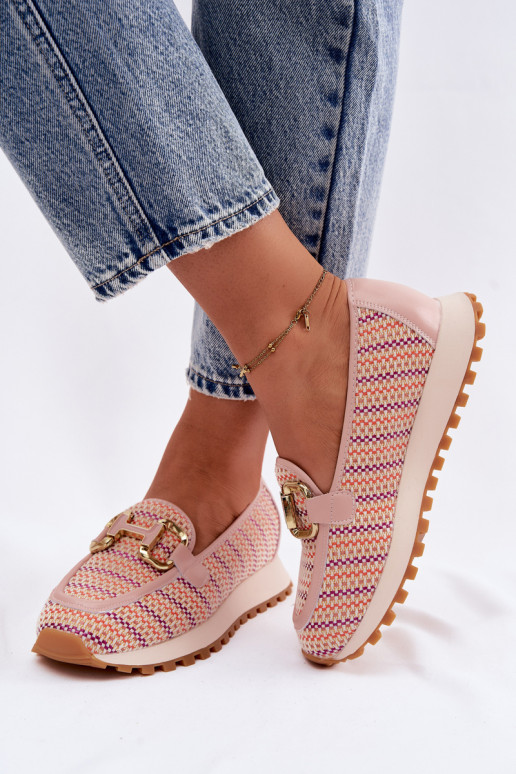 Sneakers model schoenen Aantrekken Ze gouden kleurm Detalem GOE TT2N4081 roze