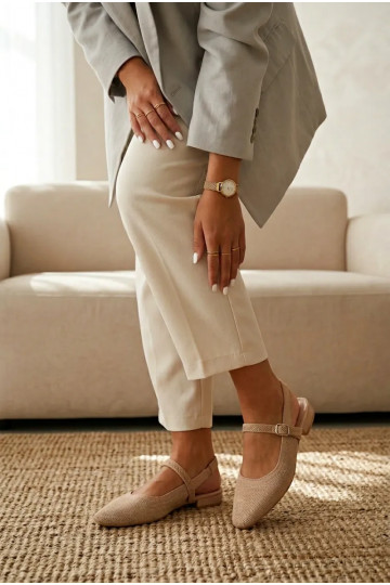 Ivoor kleurige dames ballerina sandalen met bandjes Selrene 2