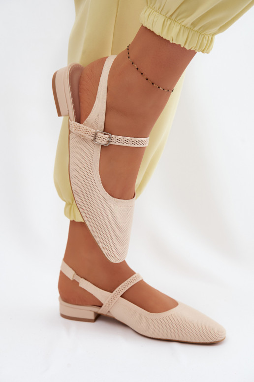 Ivoor kleurige dames ballerina sandalen met bandjes Selrene