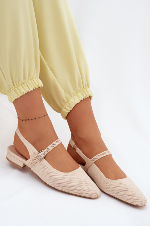 materiaal sandalen Ballerinas Dames met riemen ivoor Selrene