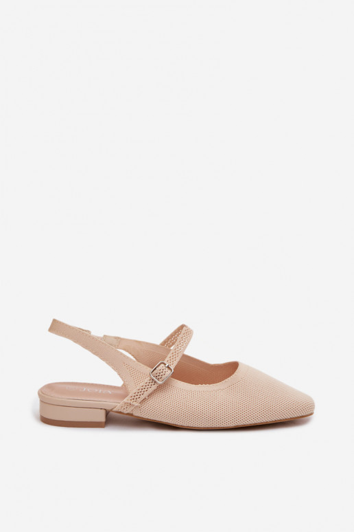 Ivoor kleurige dames ballerina sandalen met bandjes Selrene