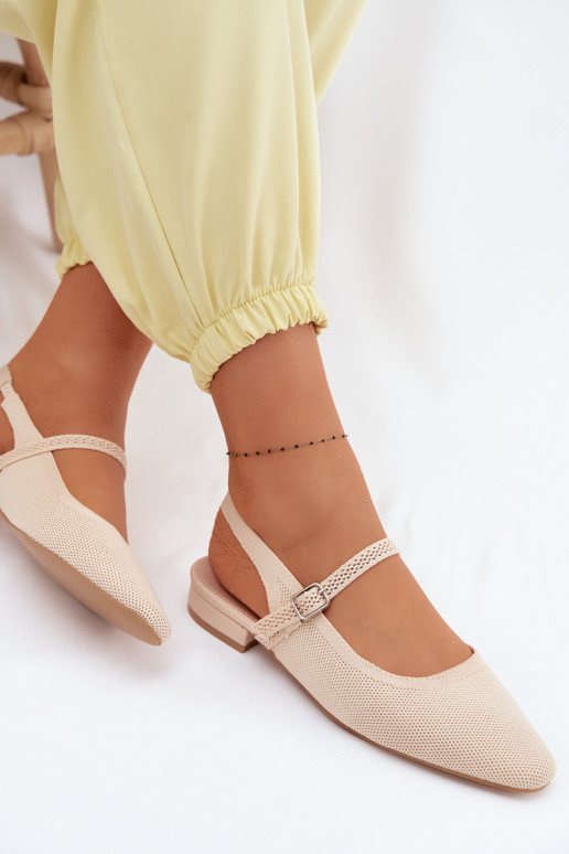 Ivoor kleurige dames ballerina sandalen met bandjes Selrene