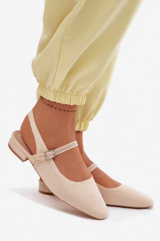 Ivoor kleurige dames ballerina sandalen met bandjes Selrene