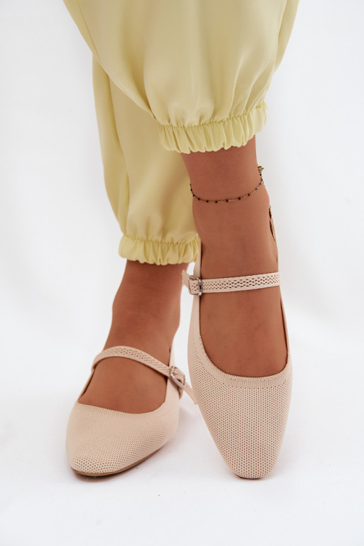 Ivoor kleurige dames ballerina sandalen met bandjes Selrene