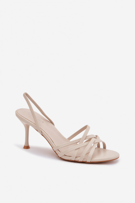 Dames sandalen met dunne hakken Met Strepen beige Velivelle