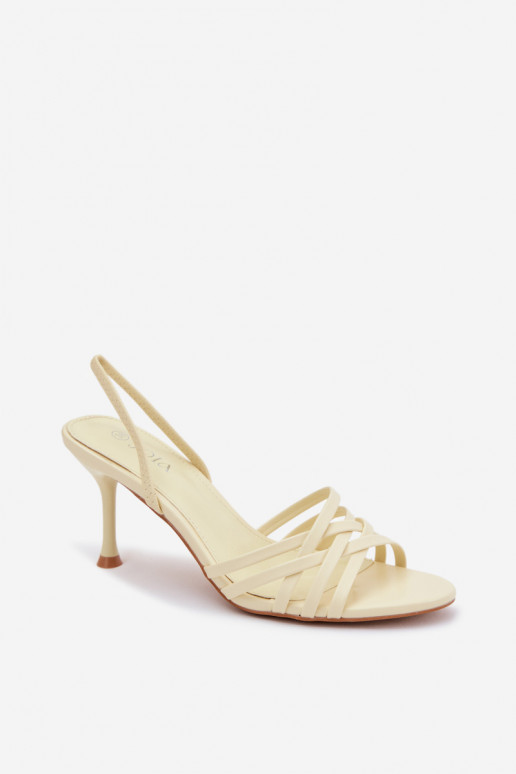 Dames sandalen met dunne hakken Met Strepen geel Velivelle