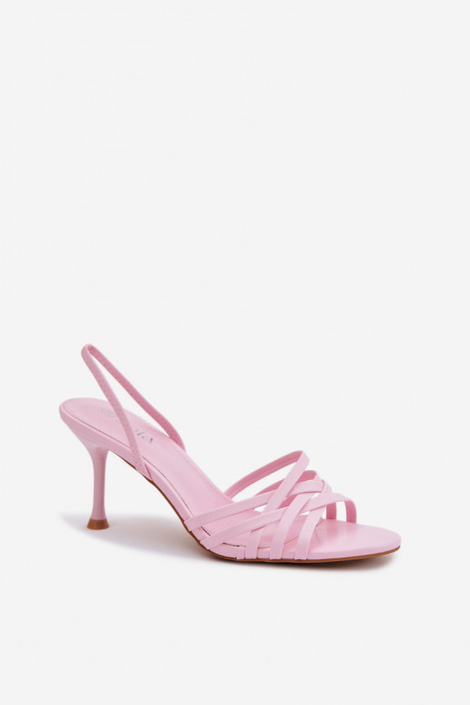 Dames sandalen met dunne hakken Met Strepen roze Velivelle