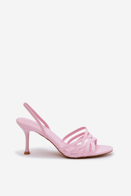 Roze sandalen met dun hakje en bandjes Velivelle