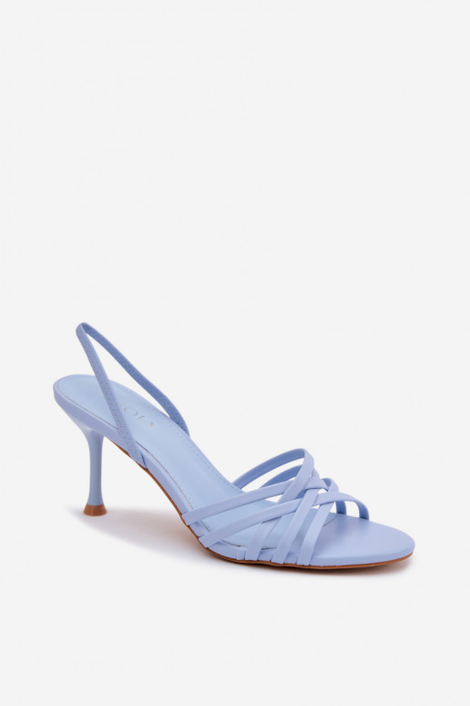 Blauwe sandalen met dun hakje en bandjes Velivelle