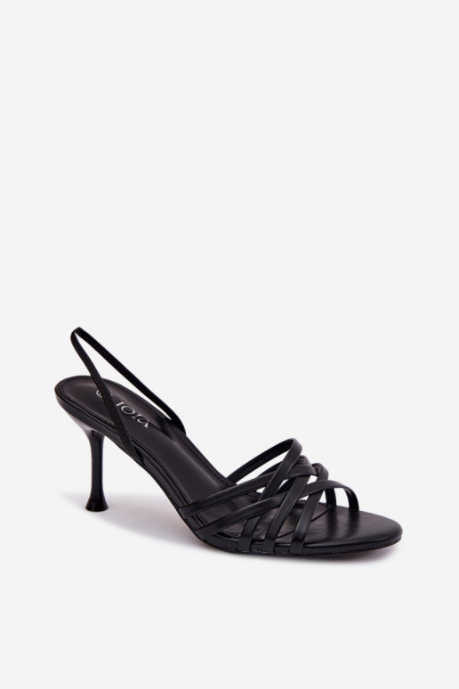 Zwarte sandalen met dun hakje en bandjes Velivelle