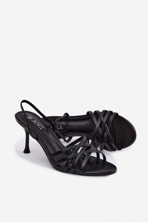Zwarte sandalen met dun hakje en bandjes Velivelle
