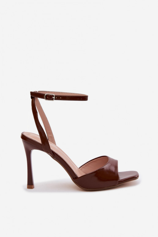 Bruine sandalen met dun hakje van faux leather Olissey
