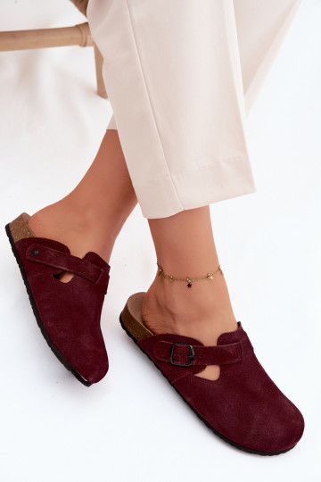 Suède leren mule slippers met gespen Zazoo 1905, donker violet kleur