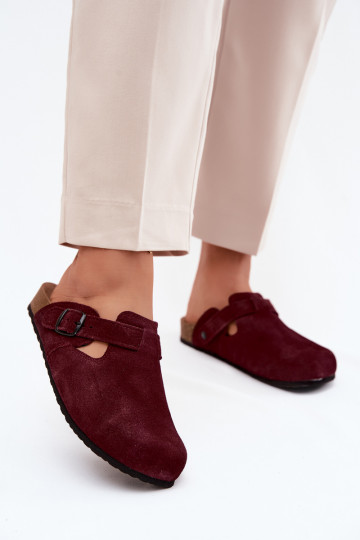 Suède leren mule slippers met gespen Zazoo 1905, donker violet kleur 2