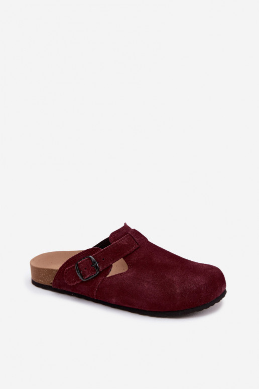 Suède leren mule slippers met gespen Zazoo 1905, donker violet kleur