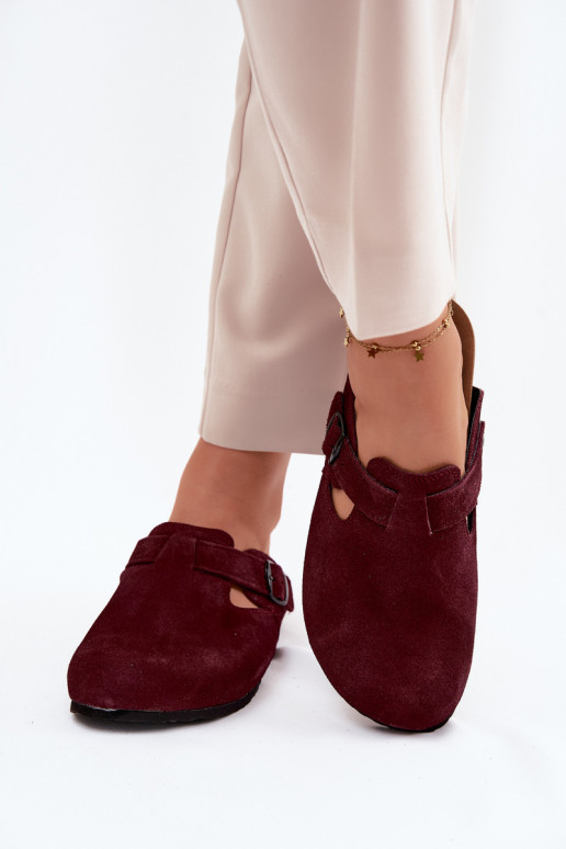 Suède leren mule slippers met gespen Zazoo 1905, donker violet kleur