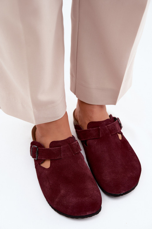 Suède leren mule slippers met gespen Zazoo 1905, donker violet kleur
