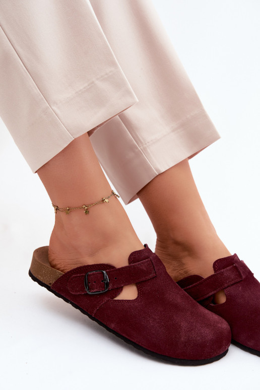 Suède leren mule slippers met gespen Zazoo 1905, donker violet kleur