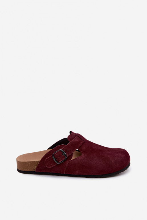 Suède leren mule slippers met gespen Zazoo 1905, donker violet kleur