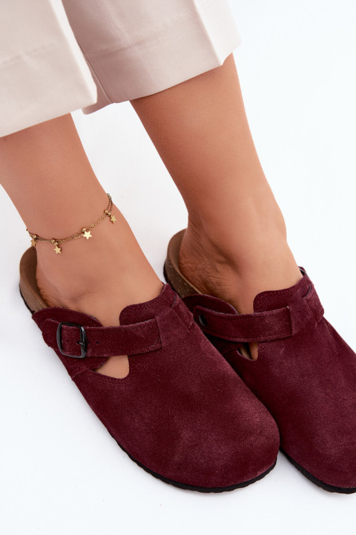 Suède leren mule slippers met gespen Zazoo 1905, donker violet kleur