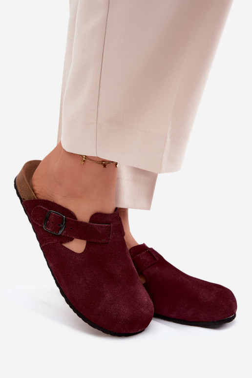 Leer Suede pantoffels Mule met gespen Zazoo 1905 Donkerpaarse kleur