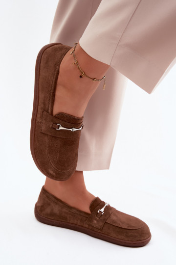 Mocassins Barefoot van suède Zazoo 322 bruine kleur